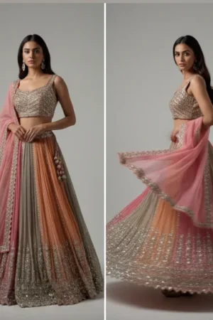 Multi Color Heavy Embroidered Lehenga Choli