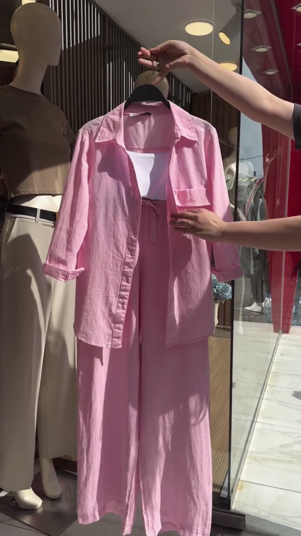 Women Pink Solid Cord-Set with Shirt and Trouser