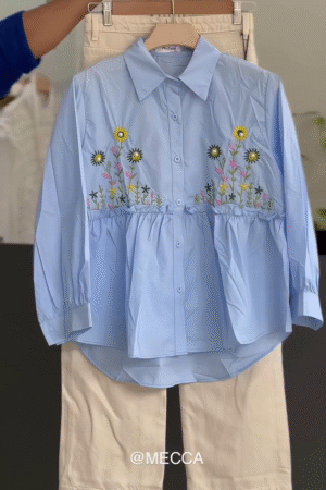 Girls’ Blue & White Striped Casual Shirt – Effortless Style, Everyday Comfort