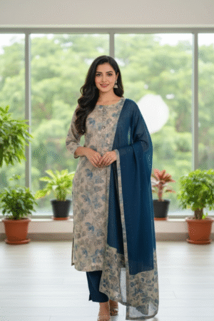 Women’s Embroidered Straight Kurta Suit Set – Timeless Ethnic Elegance