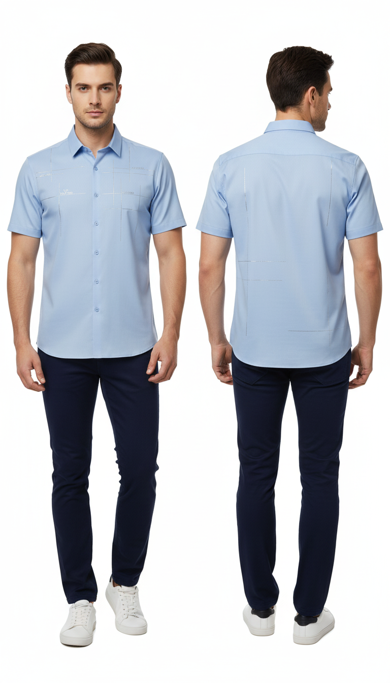 Men’s Short Sleeves Shirt with Patch Pocket – Casual & Smart Everyday Wear