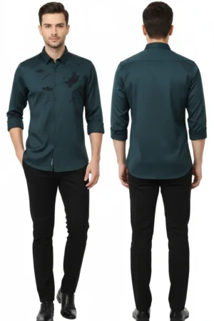 Men’s Solid Spread Collar Party Shirt – Elegant & Stylish Party Wear