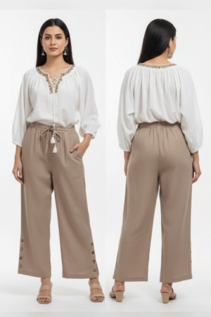Women’s Regular Fit Mid-Rise Parallel Trousers – Comfort Meets Contemporary Style