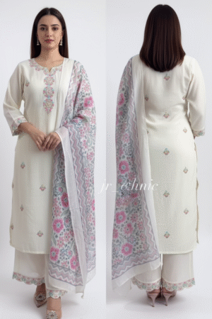 Women's Cotton Embroidery Kurta Pant with Dupatta Salwar Suit Set – Timeless Ethnic Elegance