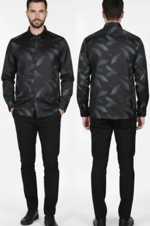 Grey Floral Full Sleeves Shirt – Elegance in Every Thread