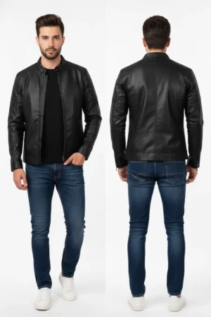 Regular Fit Leatherette Biker Jacket – Ride in Style, Rule the Streets