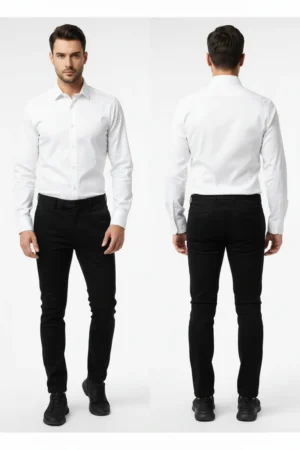 Men’s White Classic Fit Textured Full Sleeves Formal Shirt – The Mark of Timeless Sophistication