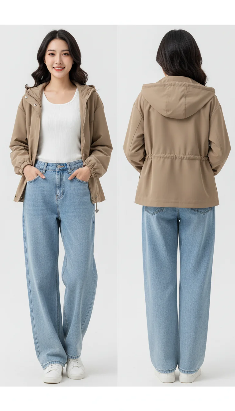 Zip-Front Hooded Bomber Jacket – Modern Streetwear Meets Everyday Functionality