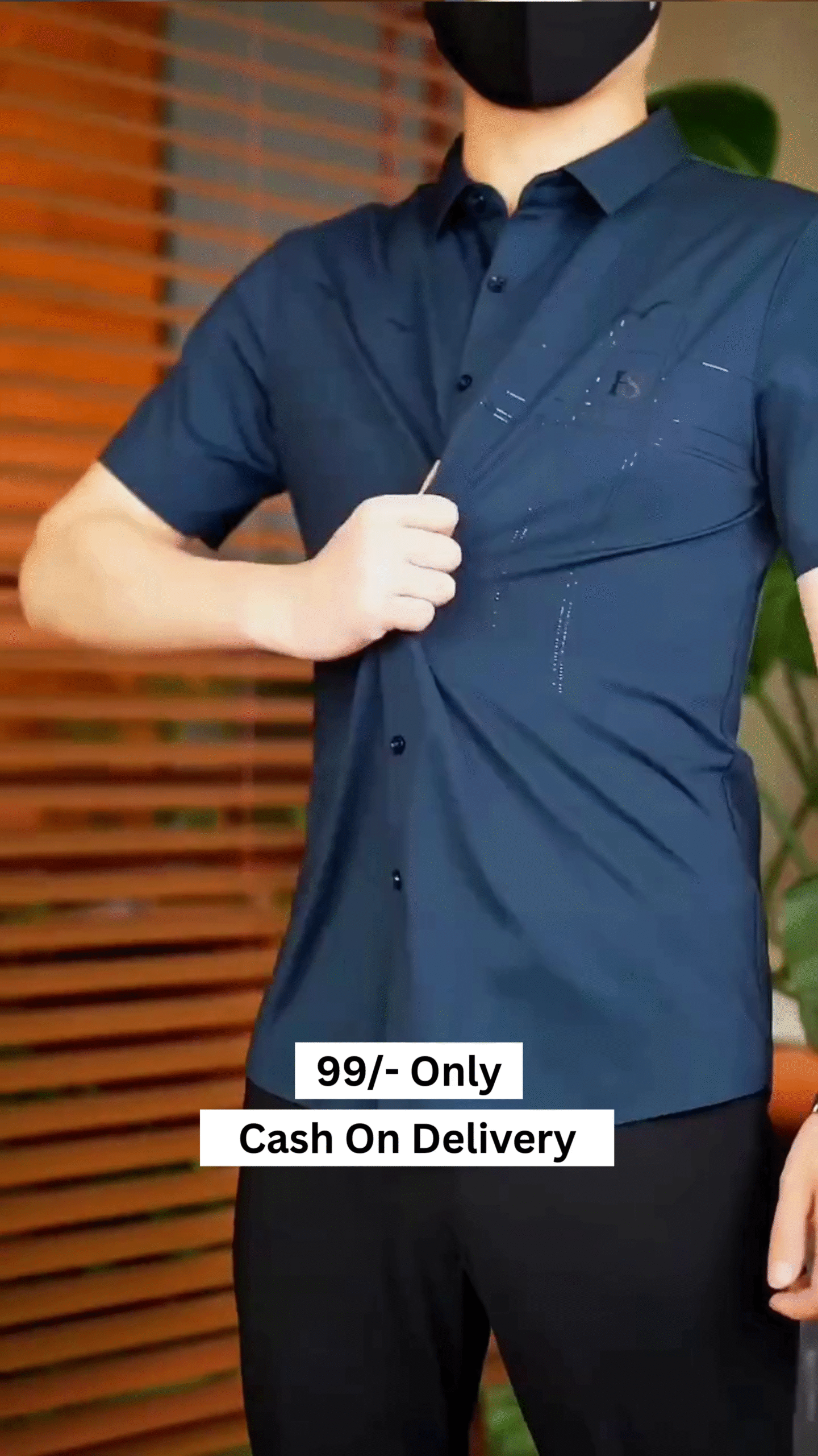 Men Blue Regular Fit Solid Half Sleeves Formal Shirt - Image 4