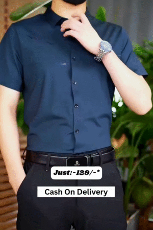 Men Blue Regular Fit Solid Half Sleeves Formal Shirt