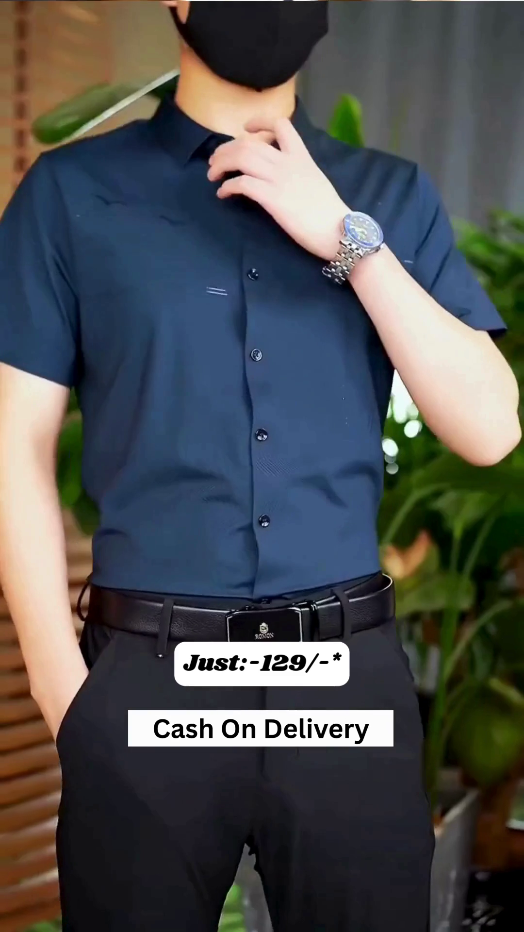 Men Blue Regular Fit Solid Half Sleeves Formal Shirt