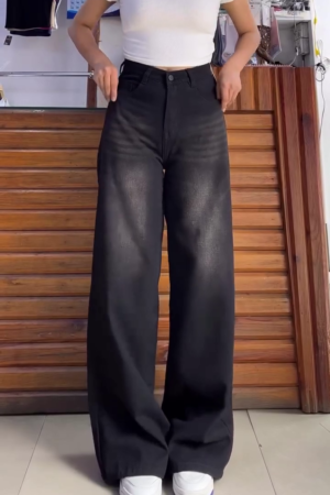 High Waist Wide Leg Trendy Relaxed Jeans