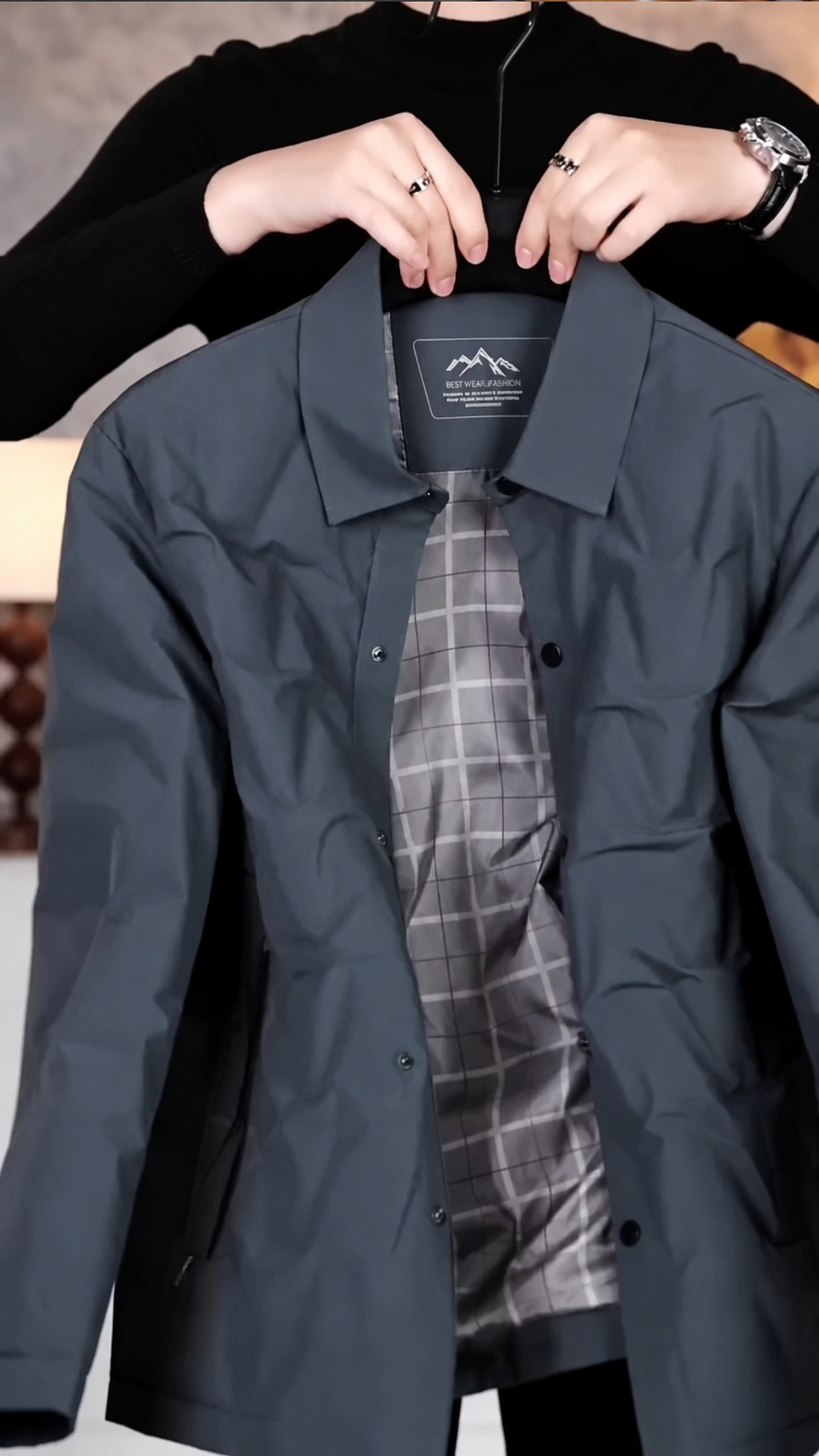 Mens Jacket Lightweight Spring Fall Warm Coat Business Casual windbreaker Jacket Quilted jackets for Men - Image 2