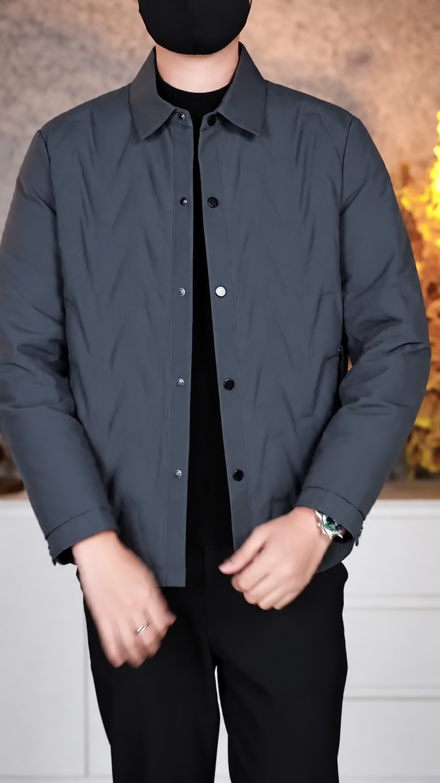 Mens Jacket Lightweight Spring Fall Warm Coat Business Casual windbreaker Jacket Quilted jackets for Men - Image 4