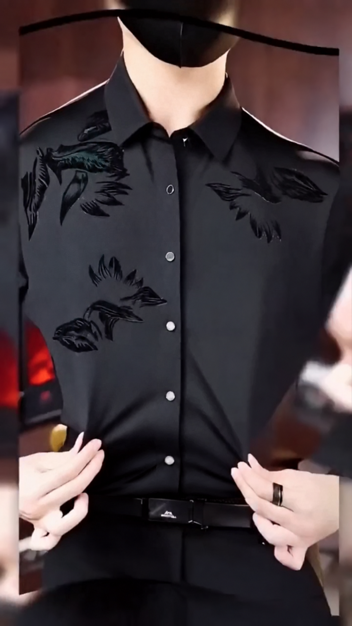 Men's Silk Satin Shirt Floral Slim Fit Long Sleeve Dress Shirt Casual Soft Shirt - Image 3