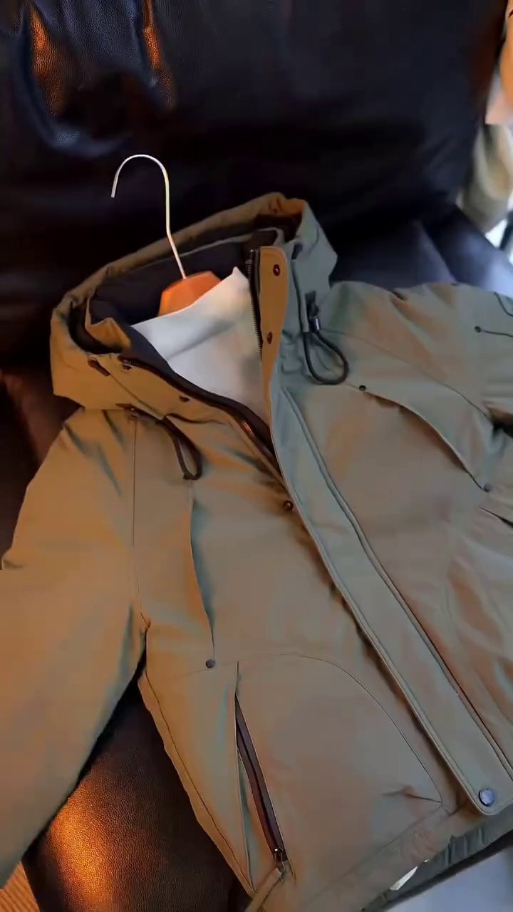 Men’s Winter Parka Jacket – Premium Warmth in Fawn & Olive Green