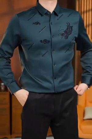 Men’s Designer Formal Shirt with Artistic Embroidery