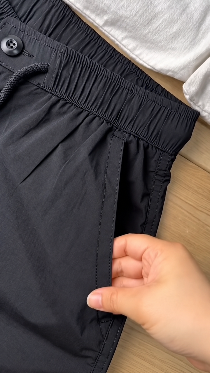 Men’s Black Elastic Waist Smart Casual Stretch Trousers - Image 7