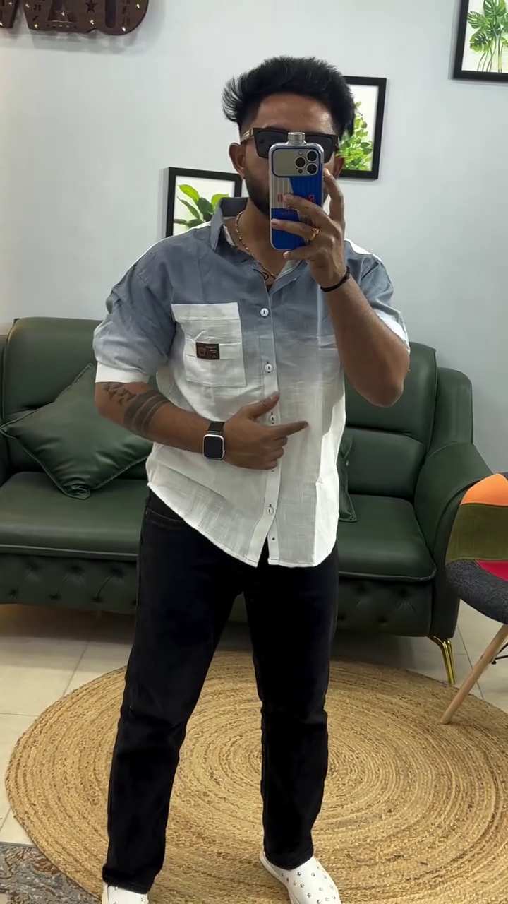 Spread-Collar Shirt with Patch Pocket - Image 2