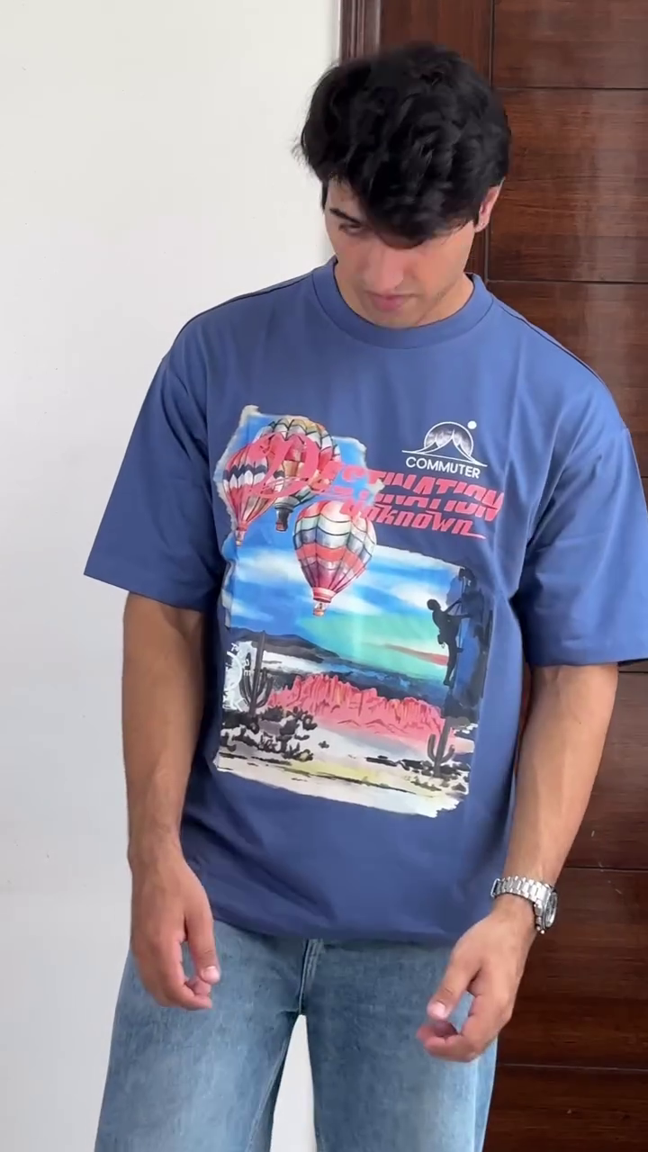 Graphic Printed Drop-Shoulder Sleeves Relaxed Fit T-shirt - Image 3